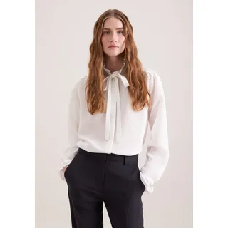 Schluppenbluse SEIDENSTICKER, Damen, Gr. L (40), off, weiß, 83% Viskose, 17% Polyester, unifarben, regular fit, Blusen Schluppenbluse, 1/1 Stehkragen Uni