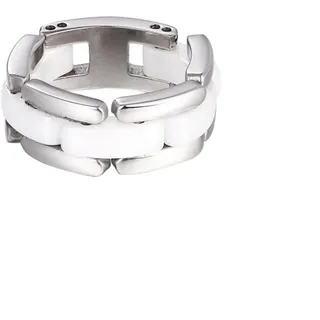 PAURO Damen Keramik 7MM Minimalistisches Hochglanzpoliertes Hochzeitsband Faltbarer Ring Weiß Größe 60 (19.1)