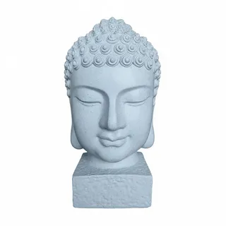 Relaxdays Buddhakopf Weiß Polyresin wetterfest 70 cm , Kunststoff , 51.3x76.8x51.3 cm , Dekoration, Dekofiguren & Skulpturen, Buddha-Statuen