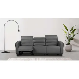 Home Affaire 3-Sitzer HOME AFFAIRE "Carpari, 224cm, manuelle od. elektrische Relaxfunktion in 2 Sitzen", grau, B:224cm H:97cm T:100cm, Sofas, 3-Sitzer, mit USB-A/C, Kopfteilverstellung, Echtleder, Kunstleder, Webstoff