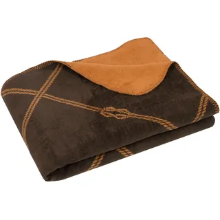 ZOLLNER Kuscheldecke flauschig in 150x200 cm - kuschelige und weiche Sofadecke in braun - waschbar bis 40°C - atmungsaktives Mischgewebe - Hotelwäschequalität - Oeko Tex® Zertifiziert