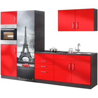 kochstation Küchenzeile KS-Paris 280 cm rot