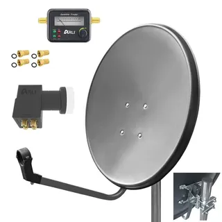80 cm Sat Anlage Digital Quad LNB Satfinder 4 Teilnehmer HD Antenne Spiegel 4K