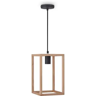 Paco Home Pendelleuchte »BJÖRN« E27 LED Pendellampe Wohnzimmer Esszimmer Modern Holz Einflammig E27, schwarz