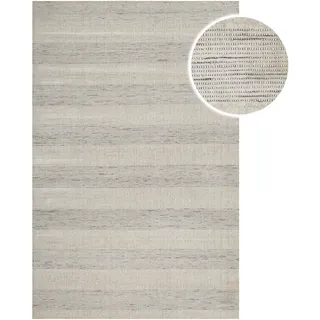 Teppich WECON HOME "Seattle", perl weiß, B:160cm H:11mm L:230cm, Lyocell, Teppiche, Teppich, Kurzflorteppich, handgewebt, TENCEL & Schurwolle, Streifen, Wohnzimmer