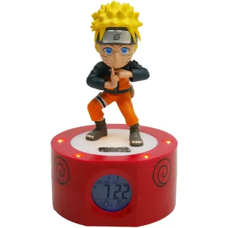 Teknofun - Naruto Shippuden Wecker - Beleuchteter Retro-Bildschirm - Digitale Anzeige - Programmierbarer Alarm - LED-Licht - 3xAAA Nicht enthalten - Für Kinder, Sammler