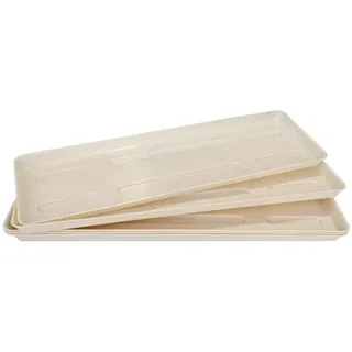 Home Garden Ornaments Untersetzer 5er Set für Pflanzkasten und Balkonkasten – länglicher Kunststoff-Unterteller für Blumenkasten und Übertopf, Wetterfest, Ideal für Balkon und Terrasse (46 cm, Beige)