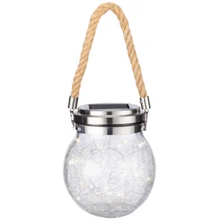 Ambia Garden Solarleuchte , Klar , Metall, Glas , bauchig , 14 cm , RoHS, Bsci, Ce , mit Schalter, tragbar , Dekoration, Gartendeko