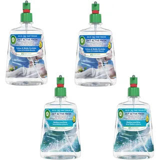 Air Wick Active Fresh Wasserbasiertes Automatisches Duftspray Nachfüller SET 2x 228ml Cotton & Weiße Orchidee & 2x228ml Mediterrane Brise