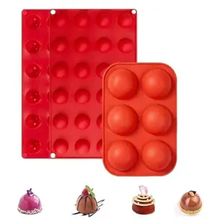 Silikonform Halbkugel 3er Set, 2x 24 Mulden & 1x 6 Mulden Halbrunde Backform Kugel für Schokolade, Kugel-Mousse, Heiße Kakao Bombe, Jelly, Eisbombe, Teacake, BPA-frei & spülmaschinengeeignet