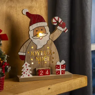 LED Holz Weihnachtsmann Weihnachtskalender Weihnachtsdeko Kalender