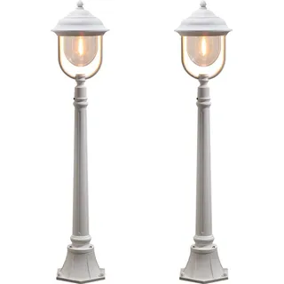 Konstsmide 2er-Set weiße Wegeleuchten PARMA aus Aluminium E27, IP43, H.: 118 cm