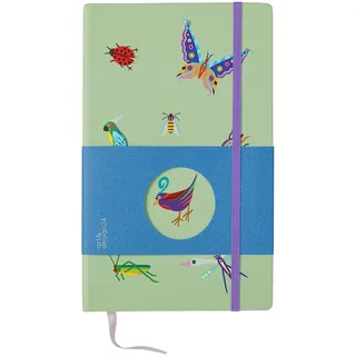 Art&Design24 NATURALIA Notizbuch Fulvia Mendini, Lesezeichen und Gummiband Flieder, 240 weiße Blätter, Papier 70 g, Einband aus Karton, 13 x 21 cm