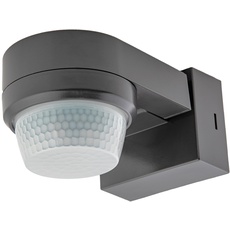 HUBER Motion 100 Infrarot Bewegungsmelder 360° mit 4 Sensoren und Fresnel-Linse - IP65 Bewegungsmelder LED geeignet I inkl. Unterkriechschutz & Bereichsbegrenzung, Wand-/Deckenmontage, anthrazit