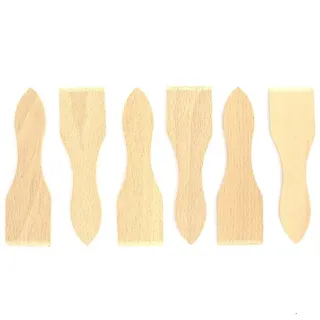 Fackelmann 8641650 Raclette-Pfannenwender, Holz, braun | Praktisches Raclette-Set, Naturholz, Format 12,8 x 3,7 cm, 6 Spatel, für Pfännchen