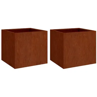 vidaXL Hochbeet 49/47/46 cm, aus Cortenstahl, Rostig, 2er-Set , Rostfarben , Metall , 47x46x49 cm , Gartenzubehör, Hochbeete