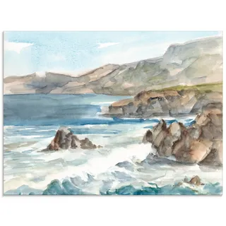 Artland Glasbild »Wasserfarben Küste II« Küste 1 Stk. tlg. in verschiedenen Größen, blau