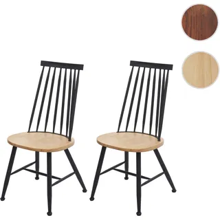 Einzelstück | 2er-Set Esszimmerstuhl HWC-G69, Küchen/Bistrostuhl, Massivholz Retro Design Metall Gas