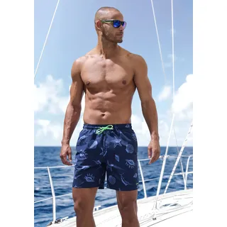 Badeshorts S.OLIVER, Herren, Gr. XL (54/56), N-Gr, blau (marine bedruckt), Recycling-Polyester, bedruckt, Badehosen Badeshorts, Topseller