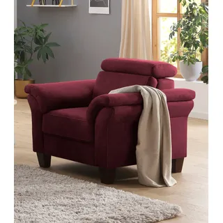 OTTO home Sessel Arngast Mikrofaser 101 x 84 x 93 cm Rot mit Kopfteilverstellung und Federkern