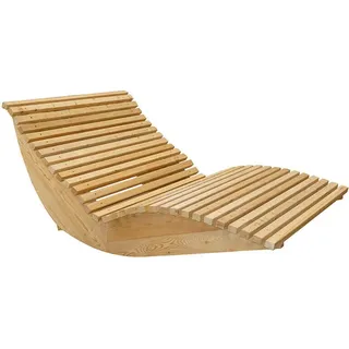 HOME DELUXE Wellenholzliege WOLGA - 120 cm | Holzliege, Gartenliege, Designliege, Sonnenliege - Naturbelassen, Beige