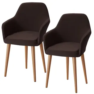Alishomtll Stretch Stuhlhussen 2er Set Sesselbezug Stuhlbezug mit Armlehnen Abnehmbare Waschbar Schonbezug für Bürostühle Esszimmerstühle Bezug für Küche Bankett Hochzeit Party (Braun, 2 Stück)
