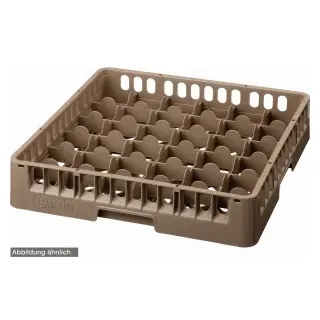 Bartscher Gläserkorb, 36 Fächer, braun, Stapelbarer Spülmaschinenkorb für gute Spülergebnisse, Abmessung: 500 x 500 x 183 mm