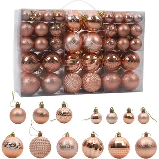 100 STÜCK Weihnachtskugeln, bruchsichere Kugeln, Weihnachtsbaumschmuck, Ornamente für Weihnachten, Hängedekorationen (Rose)