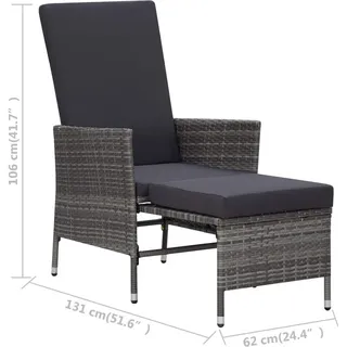 vidaXL Garten-Liegestuhl Hochlehner 62 x 131 x 106 cm grau