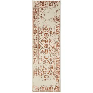 benuta Vintage-Läufer Suki 80/240 cm , Creme, Orange , Kunststoff , Vintage , Rechteckig , 80x240 cm , Oeko-Tex® Standard 100 , für Fußbodenheizung geeignet, in verschiedenen Größen erhältlich, pflegeleicht , Teppiche und Böden, Teppiche, Teppichläufer, Läufer