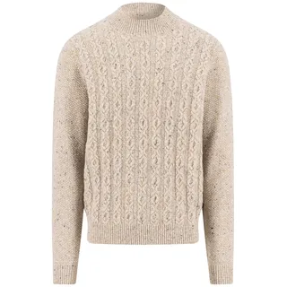 Strickpullover FYNCH-HATTON, Herren, Gr. M, winter whi, Strick, Obermaterial: 65% Wolle, 30% Nylon, 5% Alpaka, meliert, hüftbedeckend, Rundhals, Bündchen, Pullover Strickpullover, mit Zopfmuster