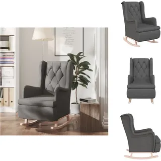 vidaXL Schaukelsessel mit Kautschukholz-Beinen Dunkelgrau Stoff - Sessel - Grau