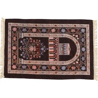 Islamischer muslimischer Gebetspuppte Teppich Ethnischer Stil modischer Mat Ramadan Geschenk Teppich für Männer Frauen dunkelbraun