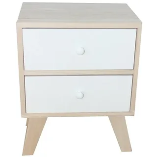 King Home c1708002 Kommode 2 Schubladen aus Paulownia Holz mit Füßen in KD, 35 x 25 x 45h