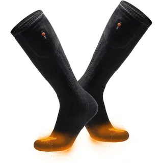 ORORO Beheizbare Socken für Damen und Herren, bis zu 11 Stunden Wärme, Wollmix-Elektrische Heizsocken mit Batterie (Schwarz,L)