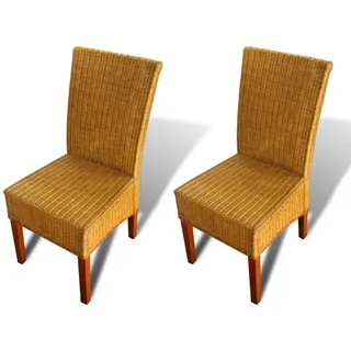 vidaXL Esszimmerstühle 2 Stk. Braun Natürliches Rattan