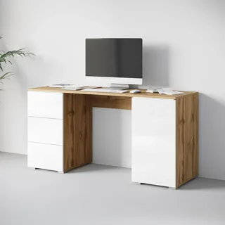 Home Affaire Schreibtisch »Vera, Computertisch mit LED-Beleuchtung« 1 Stk. tlg. Bürotisch mit LED, Push-to-Open, 3 Schubladen & Stauraum,