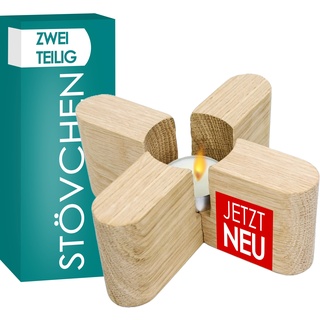 Cookery® Design Stövchen 2-Teilig aus Eichenholz für Teekanne (Platzsparend zerlegbar) Teewärmer Teekannenwärmer Stöfchen (Holz)