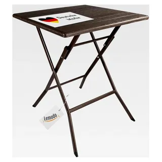 Klapptisch mit brauner Holz-Optik, Balkontisch 62 x 62 cm (L x B) | Beistelltisch bis 40 kg belastbar, Gartentisch, robuster Plastiktisch - Braun
