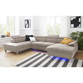 Cotta Wohnlandschaft »Komaris«, U-Form, B: 320 cm« mit Bettfunktion, Bettkasten & Licht,