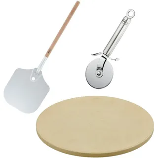 Rösle Pizzastein Set 3-tlg. Schamotte grau