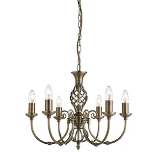 Kronleuchter Industrial-Nordic Sansibar Stahl Messing 6 Lichter E14
