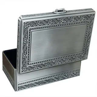 Infinite U Vintage Stil Antik-Silber Skulptur Zeichnung Einfache Große Form Rechteck Damen/Mädchen Schmuckbox/Box Box Box Große Schatulle Zinklegierung Zink, Zink