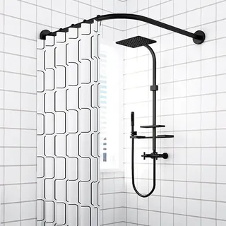 Duschvorhangstange Gebogen L Form Badewanne Edelstahl Duschstange Ecke Badewanne Edelstahl Teleskopstange Eckduschstange für Umkleidekabine70 to 95cm x 70 to 95cm
