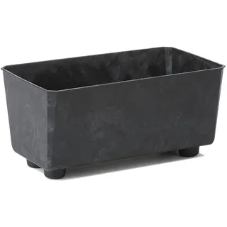 LAMELA Rechteckiger Pflanzkasten mit eleganten Füßen – Schwarzer Blumenkübel in Betonoptik aus robustem Kunststoff 28,5 x 17 cm, 4,2L – Wetterfest & Pflegeleicht - für Innen & Außen