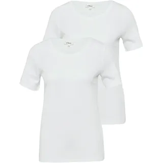 T-Shirt S.OLIVER, Damen, Gr. 34, weiß (2x weiß), Jersey, Obermaterial: 100% Baumwolle, unifarben, slim fit hüftbedeckend, Rundhals, Shirts T-Shirt, aus Interlockjersey im 2er-Pack