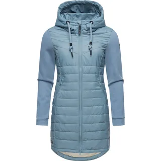 Steppmantel RAGWEAR "Steppmantel Lucinda Long", Damen, Gr. L, blau (stone blau24), Obermaterial: 100% Polyester PES.  Obermaterial: 100% Baumwolle CO. Futter: 100% Polyester PES. 100% Polyester PES., Mäntel Steppmantel