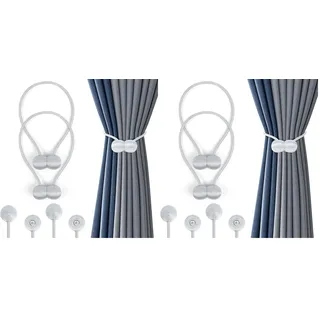 Romon Magnetische Vorhang Raffhalter, 2 Stück Vorhanghalter Seil,Duschvorhang Rückhalter, Starke langlebige Magnet Holdbacks Schnallenseil für Zuhause, Büro, Fenster dekorativ, hübsch und modisch