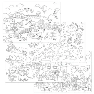 kids fun pp5168 Tischsets 4 x 12 Blatt Papier weiß/schwarz 42 x 29,7 x 1 cm