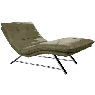 W.Schillig Relaxliege daily dreams Leder 95 x 91 x 170 cm grün mit Kissen